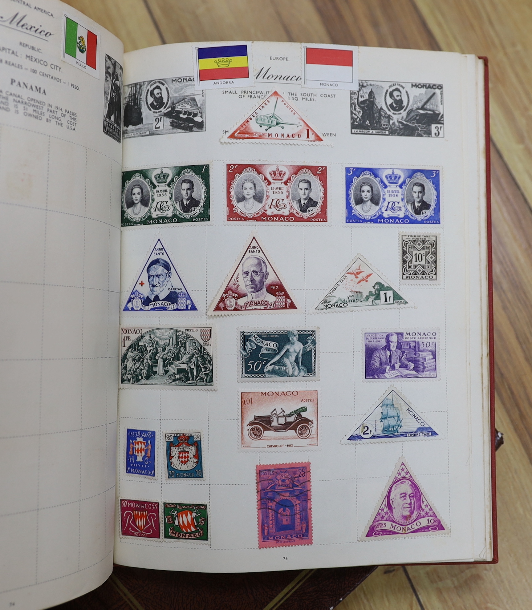 A collection of stamps and cigarette cards in two boxes